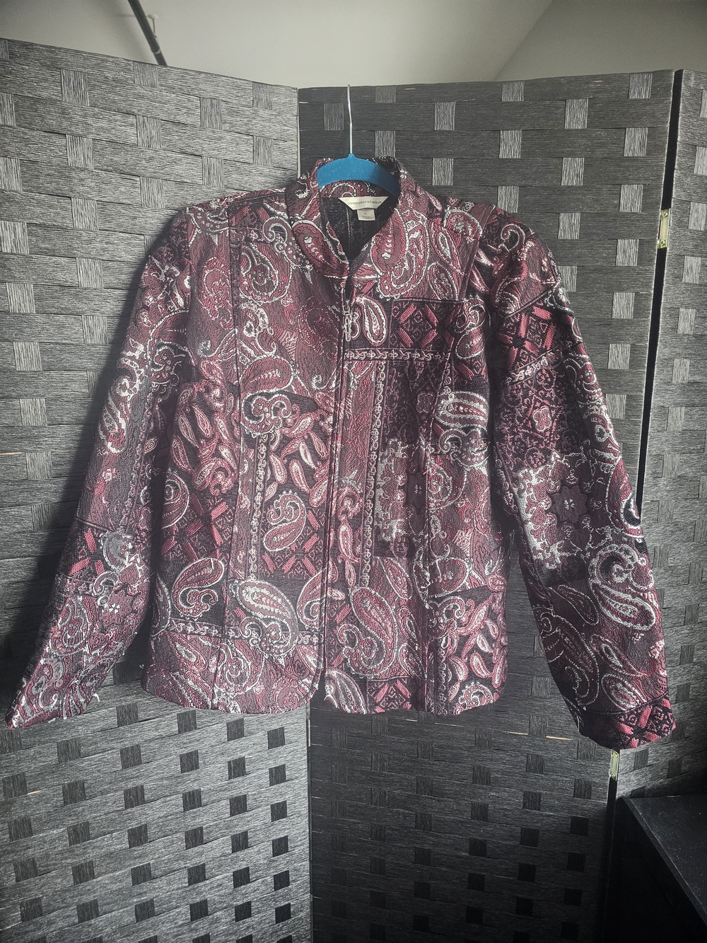 Carole Little Men's Burgundy Paisley Quilted Jacket